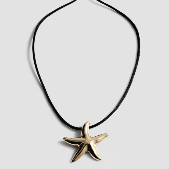 Mango | Gold Starfish Cord Pendant Necklace | NWOT - Picture 2 of 6